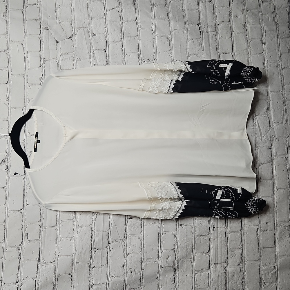 Kobi Halperin Black Off White Balloon Sleeve Blouse Medium